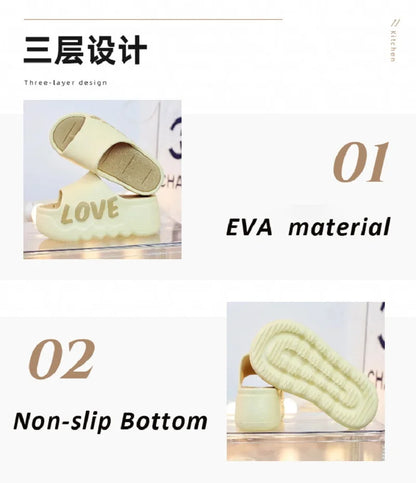High Heels 6cm Platform Slippers Summer Soft EVA Shoes Anti-slip Flip flops Women Outdoor Comfort Sandals Green Love Slides Shoe