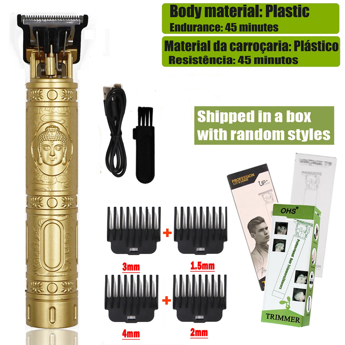 OHS Electric Hair Clipper Professional USB Cordless Clipper Professional Beard Trimmer Haircut Grooming Kit Hair Cutting Machine