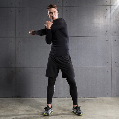 Compression Running Shirt Men Quick Dry Long Sleeve Sportswear For Male Gym Clothing Fitness Tee Training Workout Muscle Top