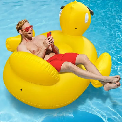 Thickened Swimming Pool Floating Bed Air Mattress Giant Duck Inflatable Pool Water Lounge Chair Suitable For Pool &amp; Beach Party