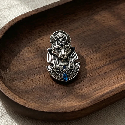 Medieval Halloween Bastet Cosplay Prop Brooch Lapel Pin Aged Finish Vintage Egyptian For Carnival Party Adult Unisex Gift