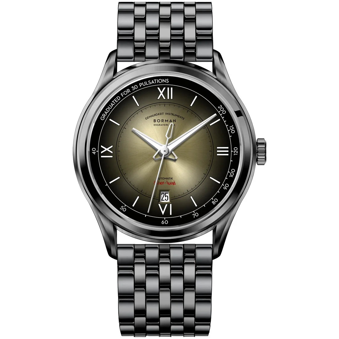 BORMAN Men Automatic Watch Fashion 41.5mm Mechanical Wristwatch 50M Waterproof Luminous Sapphire Mirror Gradient Dial Date