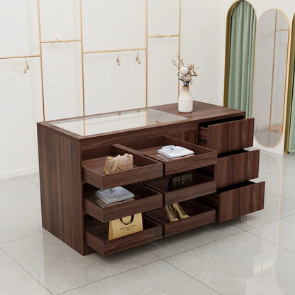 Modern Creative Clothing Store Island Cabinet Multi Layer Storage Display Cashier Counter Glass Ornament Office Furniture FYMS