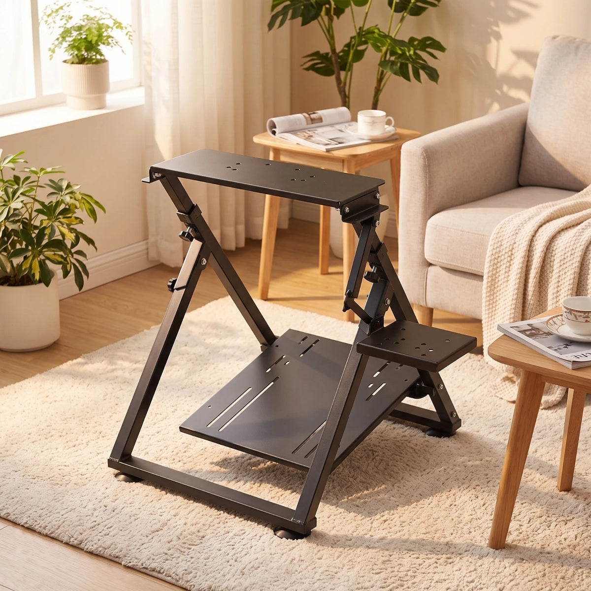 Wheel Stand with Shifter Mount Sturdy Racing Wheel Stand Stable Compact for Gamers, Gaming Room, Bedroom