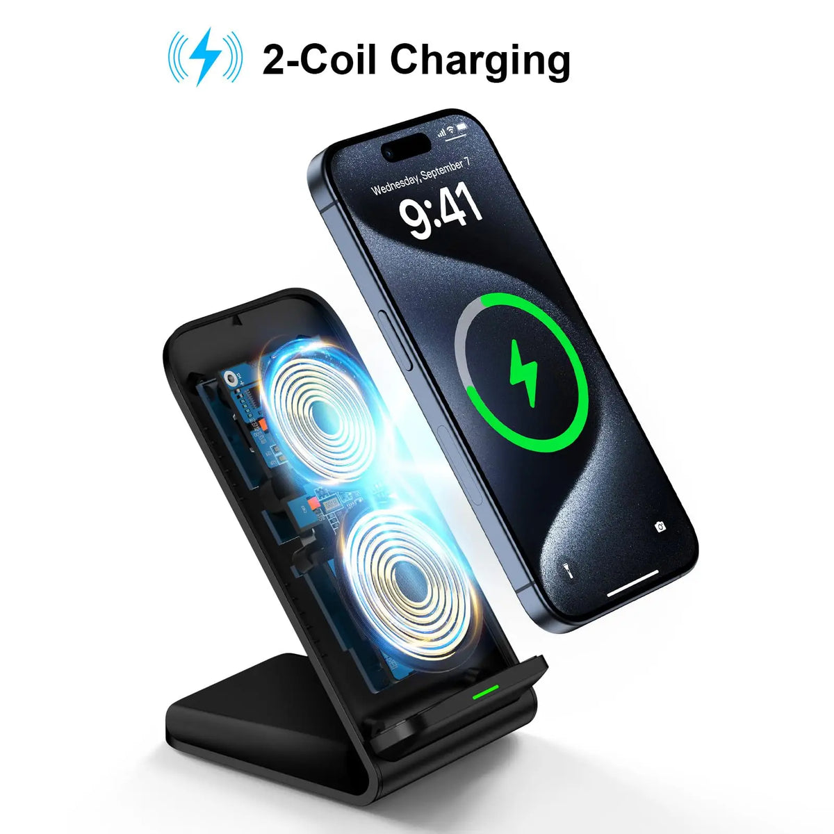 15W Wireless Charger Phone Holder Desk Fast Charging Charger Station for iPhone12-17,Samsung Galaxy S24-20 Xiaomi HUAWEI Android
