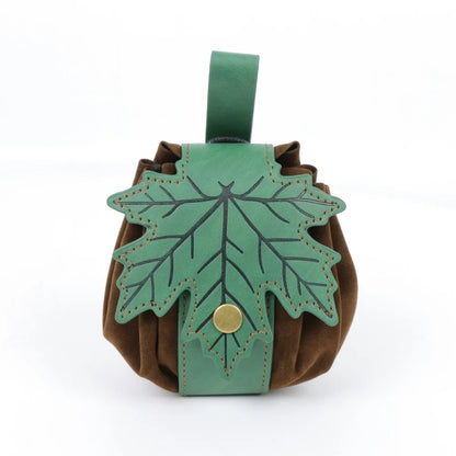 PU Leather Leaf Waist Bag for Women, Medieval Renaissance Belt Pouch, Forest Elf Ranger LARP Costume Accessory