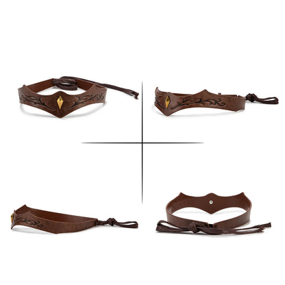 Vintage Medieval Renaissance Crown Adjustable PU Leather Headband Viking Headpiece Halloween Cosplay Accessory