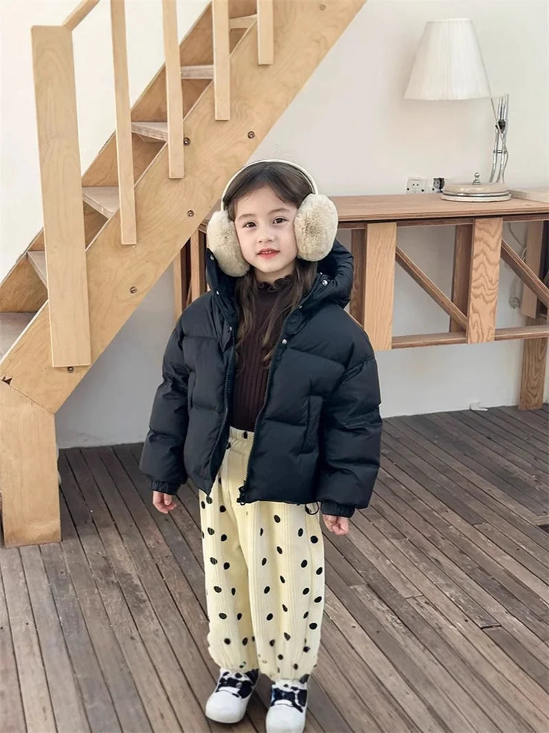 Winter Kids Warm Down Coats Autumn Children Cotton-Padded Jackets Boys Girls Clothing Baby Hooded Outerwear 3-12 Years