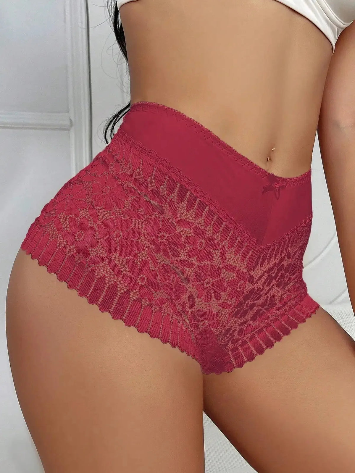 Underwear Women High-Waisted Sexy Lingerie Women Hollowed-Out Lace Plus Size Panties Sexy Lace High Waist Panties Lace Boyshorts