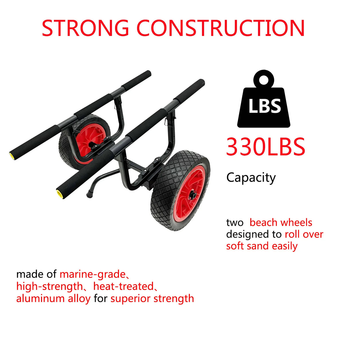 Heavy Duty Kayak Cart Dolly Canoe Trolley Wheels for Kayak SUP Paddleboard Surfboard Transport