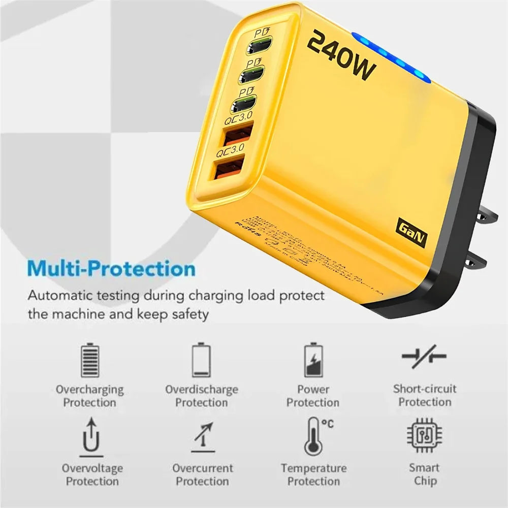 240W GaN 5-Port USB Wall Charger
