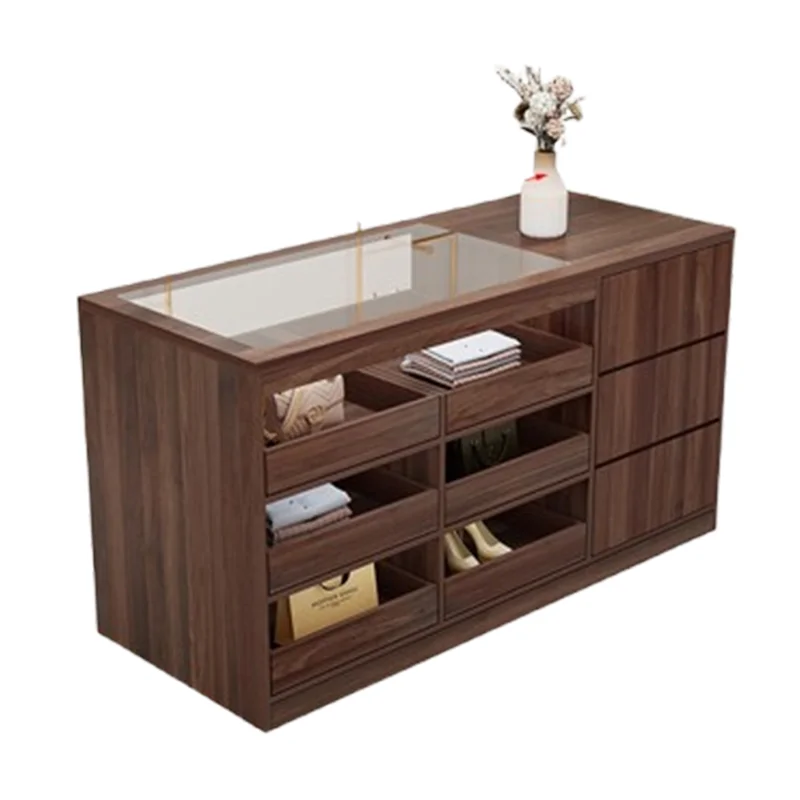 Modern Creative Clothing Store Island Cabinet Multi Layer Storage Display Cashier Counter Glass Ornament Office Furniture FYMS
