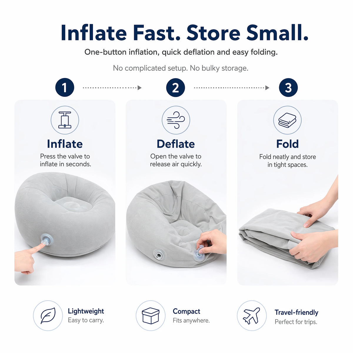 Flocked Round Inflatable Sofa Thickened PVC Ball Shape Lazy Lounge Chair Foldable Waterproof Sofa for Indoor Camping Bedroom Decor Gift