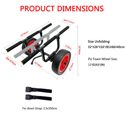 Heavy Duty Kayak Cart Dolly Canoe Trolley Wheels for Kayak SUP Paddleboard Surfboard Transport