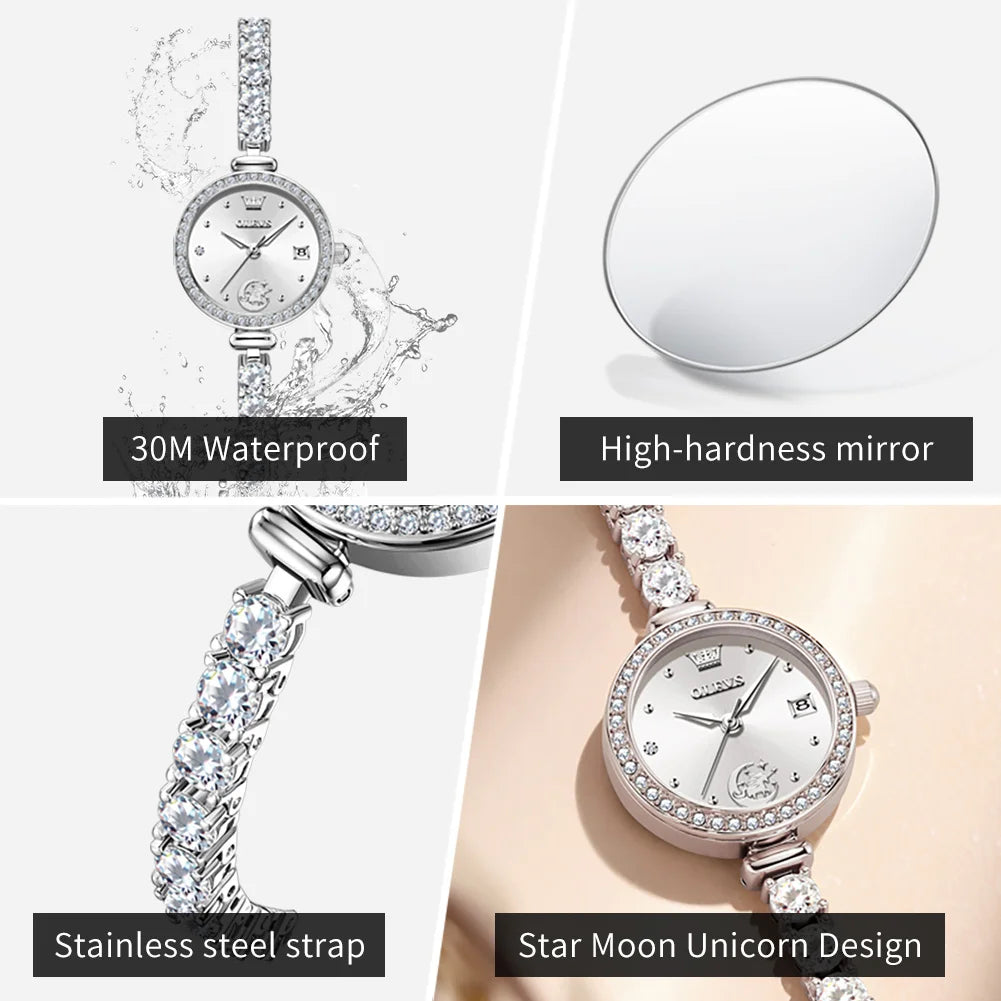 OLEVS 2998 Brand Original Authentic Watch for Woman Gift Box Bracelet Simple Quartz Women&