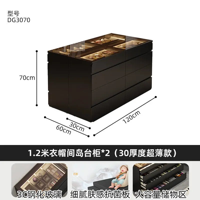 Nordic Cream Style Walk in Closet Island Cabinet Freestanding Jewelry Island Display Cabinet Bedroom Luxury Furniture FYMS