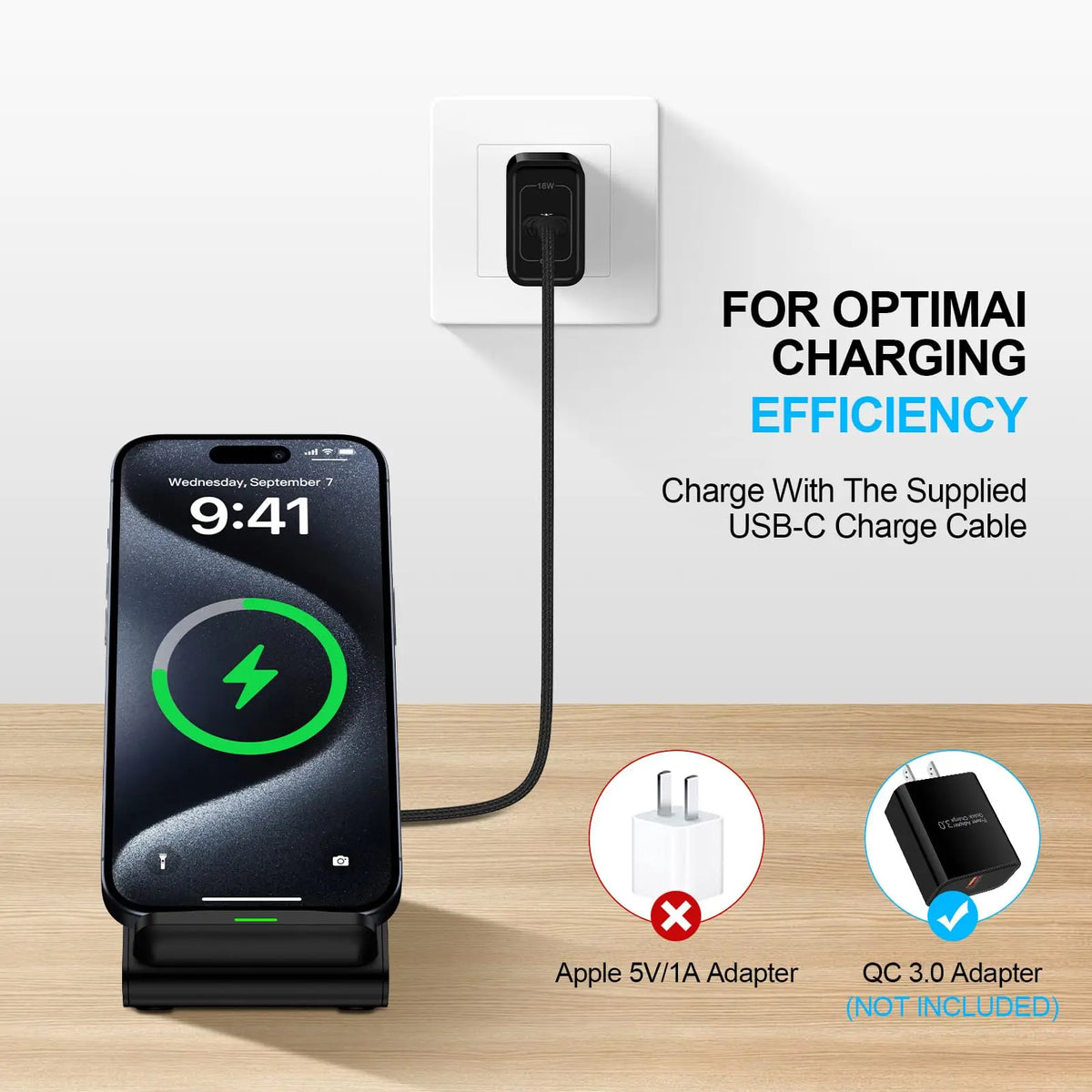 15W Wireless Charger Phone Holder Desk Fast Charging Charger Station for iPhone12-17,Samsung Galaxy S24-20 Xiaomi HUAWEI Android