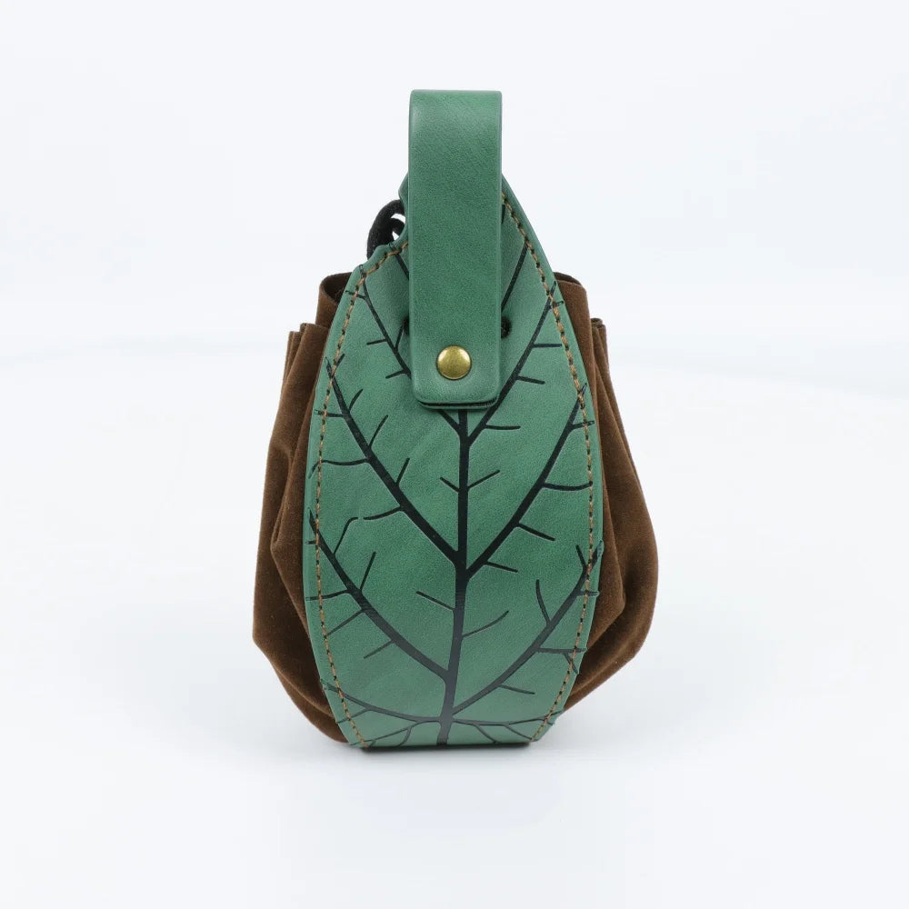 PU Leather Leaf Waist Bag for Women, Medieval Renaissance Belt Pouch, Forest Elf Ranger LARP Costume Accessory