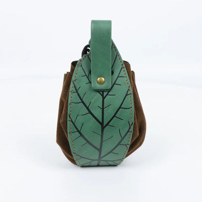 PU Leather Leaf Waist Bag for Women, Medieval Renaissance Belt Pouch, Forest Elf Ranger LARP Costume Accessory