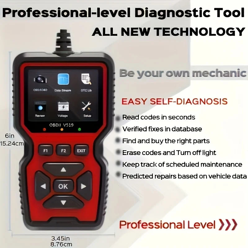 V519 Professional Obd2 Scanner - Usb-Powered Car Diagnostic Tool with Real-Time Data Stream, Full-Featured Obd Ii Testing (I/M Ready, Bod2/Eobd), Clears Engine Fault Lights, Reads/Erases Codes for Most Vehicles, Car Maintenance, Ergonomic Design, Durable