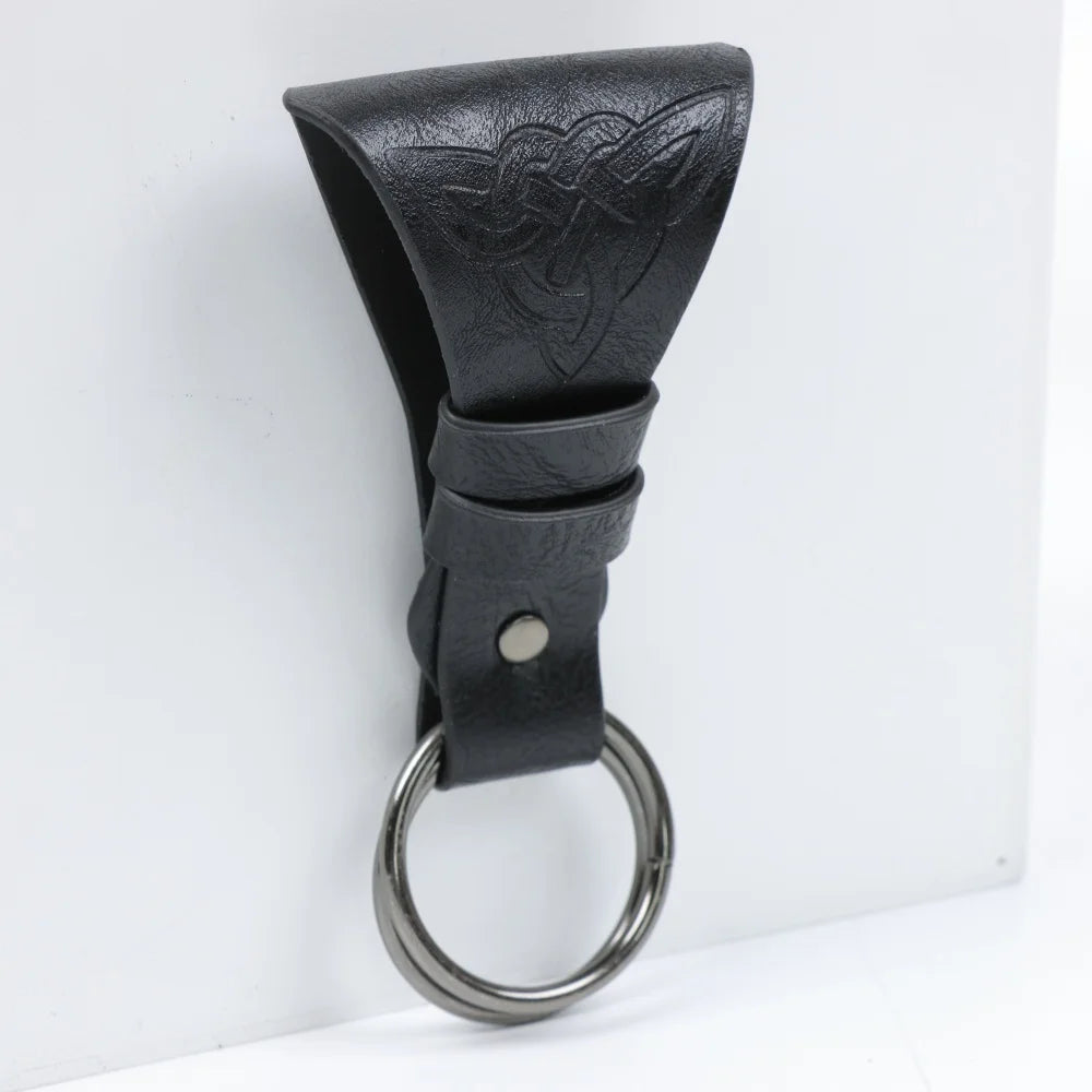 Medieval PU Leather Skirt Hike Vintage Celtic Double Ring Skirt Lifter Belt Accessory Viking Witch Renaissance LARP Fantasy Hall