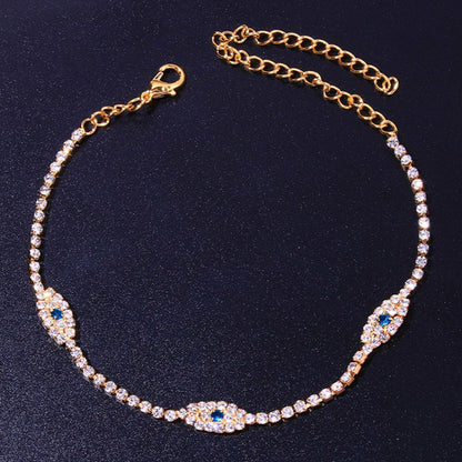 Vintage Bule Evil Eye Anklet Bracelet Beach Women Crystal Anklet1