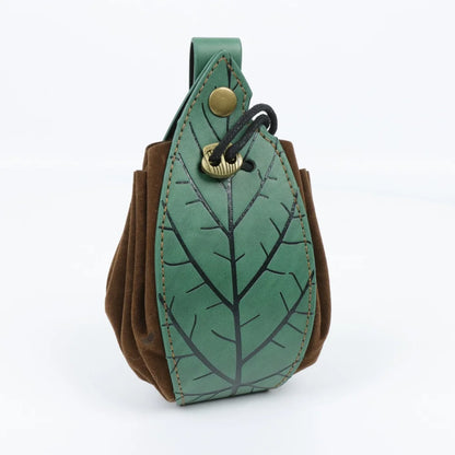 PU Leather Leaf Waist Bag for Women, Medieval Renaissance Belt Pouch, Forest Elf Ranger LARP Costume Accessory