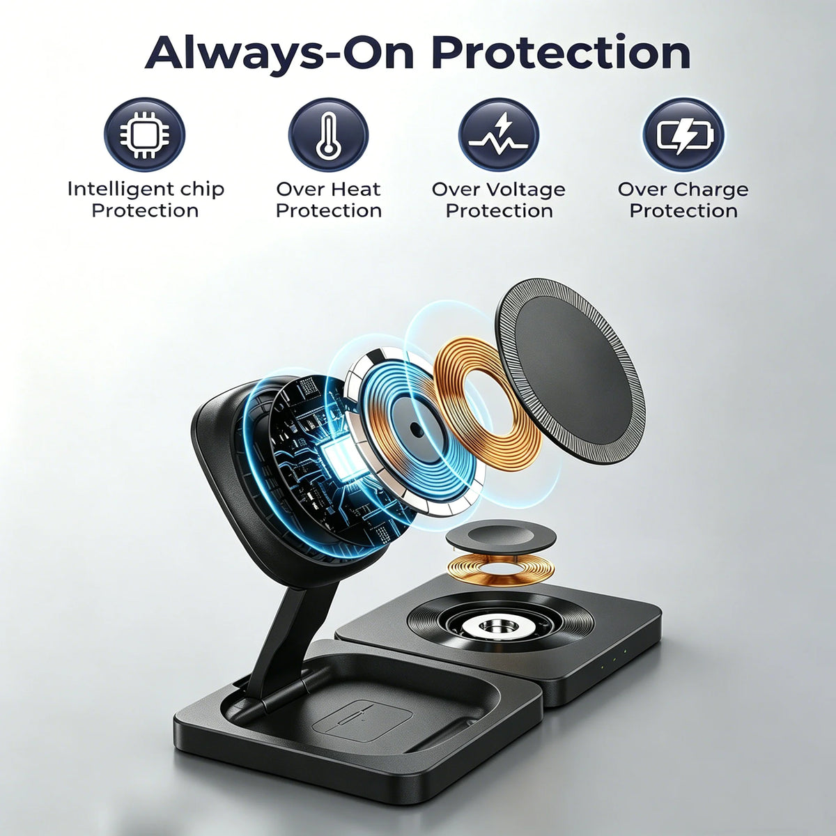 TIMESS Fast Magnetic 3 in 1 Wireless Charger For iPhone 17 16 15 PRO MAX For Apple Watch iWatch For Airpods Pro Charging Stand