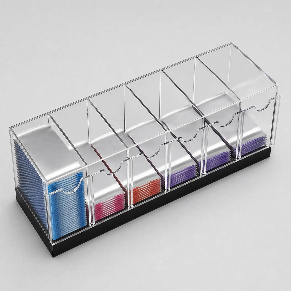 Card Packet Storage Display Case Acrylic Organizer Rack Six Compartment Divider Box for Booster Pack Collection