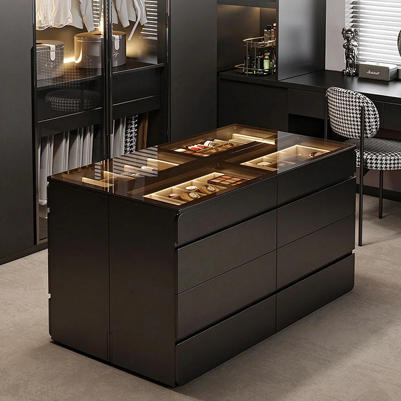 Nordic Cream Style Walk in Closet Island Cabinet Freestanding Jewelry Island Display Cabinet Bedroom Luxury Furniture FYMS