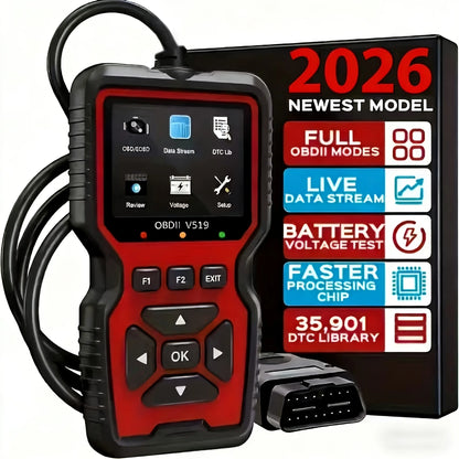 V519 Professional Obd2 Scanner - Usb-Powered Car Diagnostic Tool with Real-Time Data Stream, Full-Featured Obd Ii Testing (I/M Ready, Bod2/Eobd), Clears Engine Fault Lights, Reads/Erases Codes for Most Vehicles, Car Maintenance, Ergonomic Design, Durable