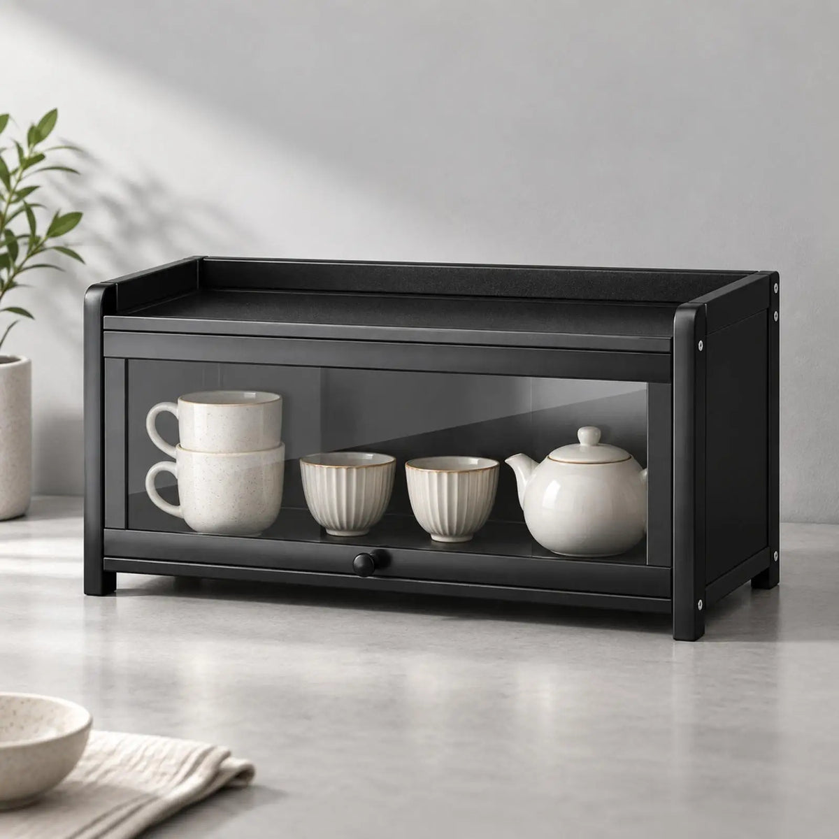 Clear Acrylic Storage Cabinet Shelf with Drawer for Kitchen Counter Display and Dustproof Organizer
