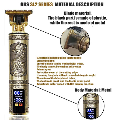 OHS Electric Hair Clipper Professional USB Cordless Clipper Professional Beard Trimmer Haircut Grooming Kit Hair Cutting Machine