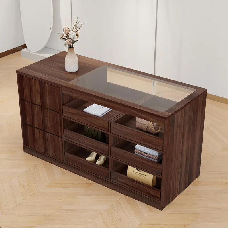 Modern Creative Clothing Store Island Cabinet Multi Layer Storage Display Cashier Counter Glass Ornament Office Furniture FYMS