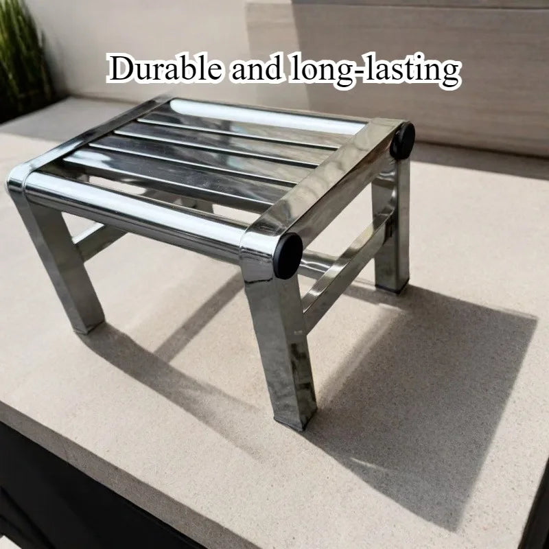 Stainless Steel Stool Small Stool Thickened Low Stool Load-Bearing 100kg Bath Foot Pedal Quartet Antique Stainless Steel Stool