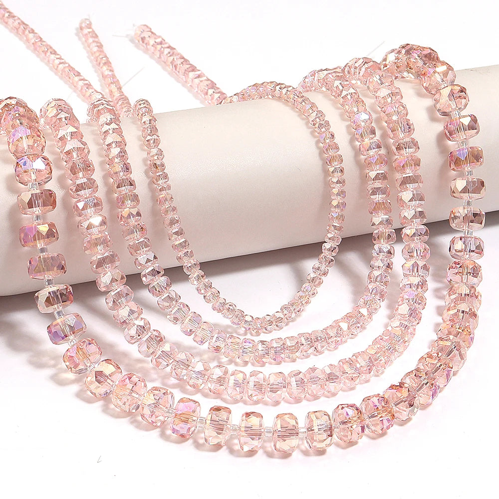 4/6/8mm Wheel Shape Austrian Crystal Glass Beads Flat Round Glass Loose Beads For Jewelry Making Bracelets DIY Accessories