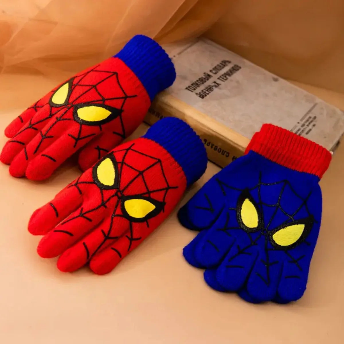 Spider Pattern Winter Warm Knitted Gloves Soft Stretch Full Finger Gloves for Daily Wear Christmas Gift