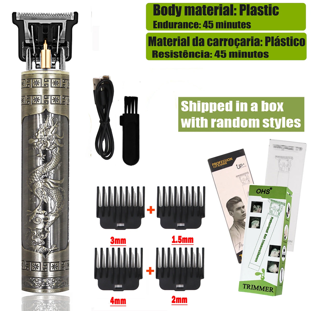 OHS Electric Hair Clipper Professional USB Cordless Clipper Professional Beard Trimmer Haircut Grooming Kit Hair Cutting Machine