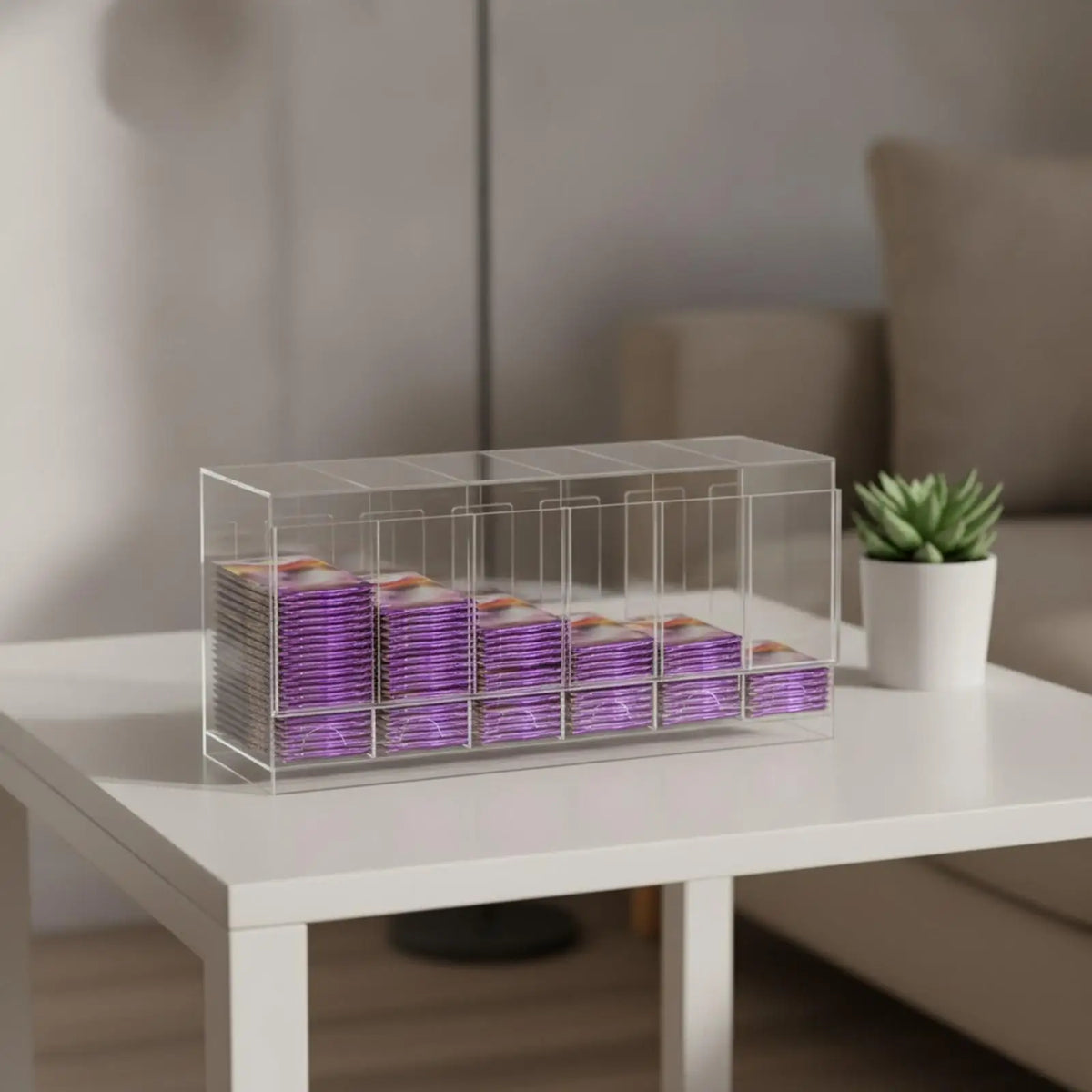 Card Packet Storage Display Case Acrylic Organizer Rack Six Compartment Divider Box for Booster Pack Collection