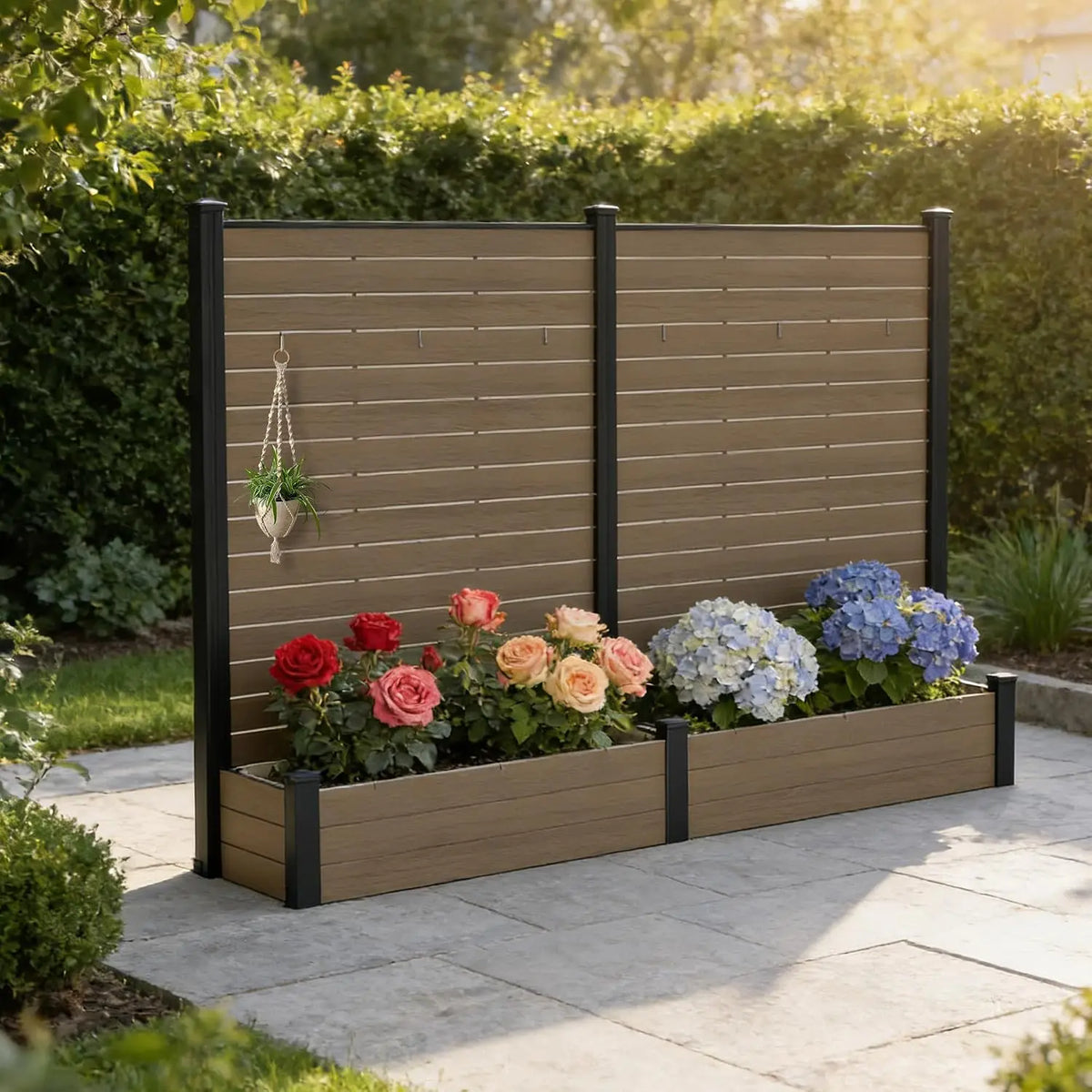 Privacy Screen with Planter 101" L x 70" H Outdoor Garden Screen, Customized