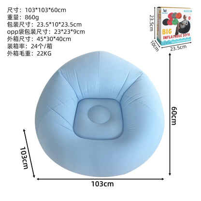 Flocked Round Inflatable Sofa Thickened PVC Ball Shape Lazy Lounge Chair Foldable Waterproof Sofa for Indoor Camping Bedroom Decor Gift