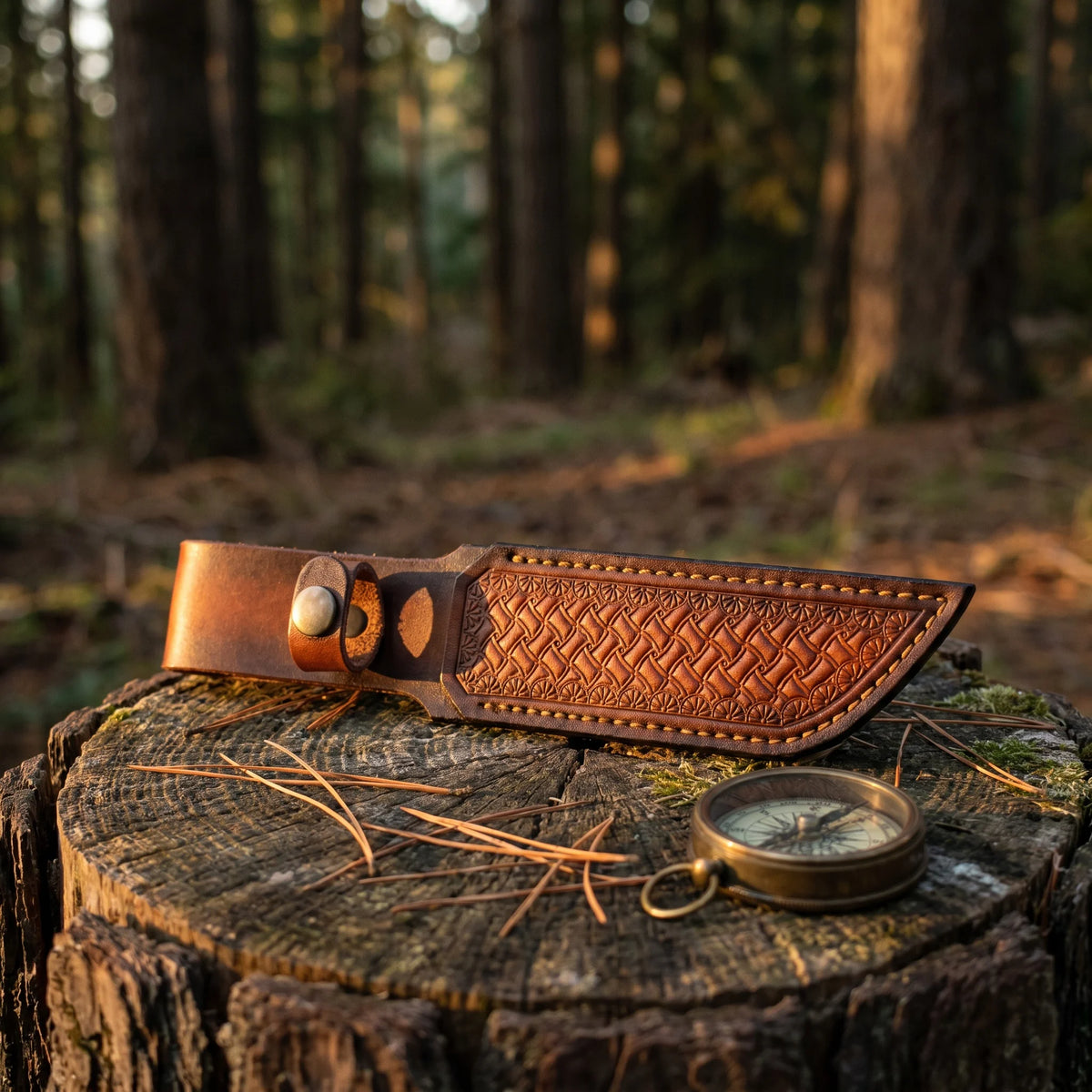Brown Hand-embossed Leather Fixed Knife Sheath Durable Cowhide Knife Sheath Belt Carry Knife for Knife Collectors Outdoor Tool