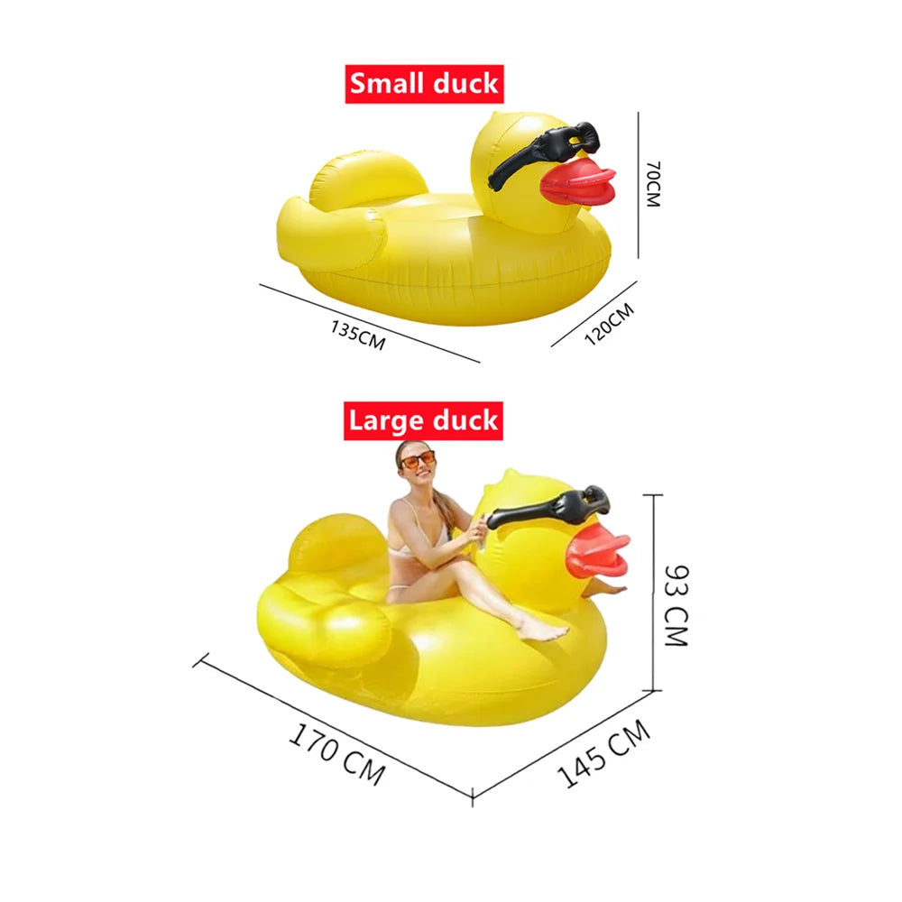 Thickened Swimming Pool Floating Bed Air Mattress Giant Duck Inflatable Pool Water Lounge Chair Suitable For Pool &amp; Beach Party