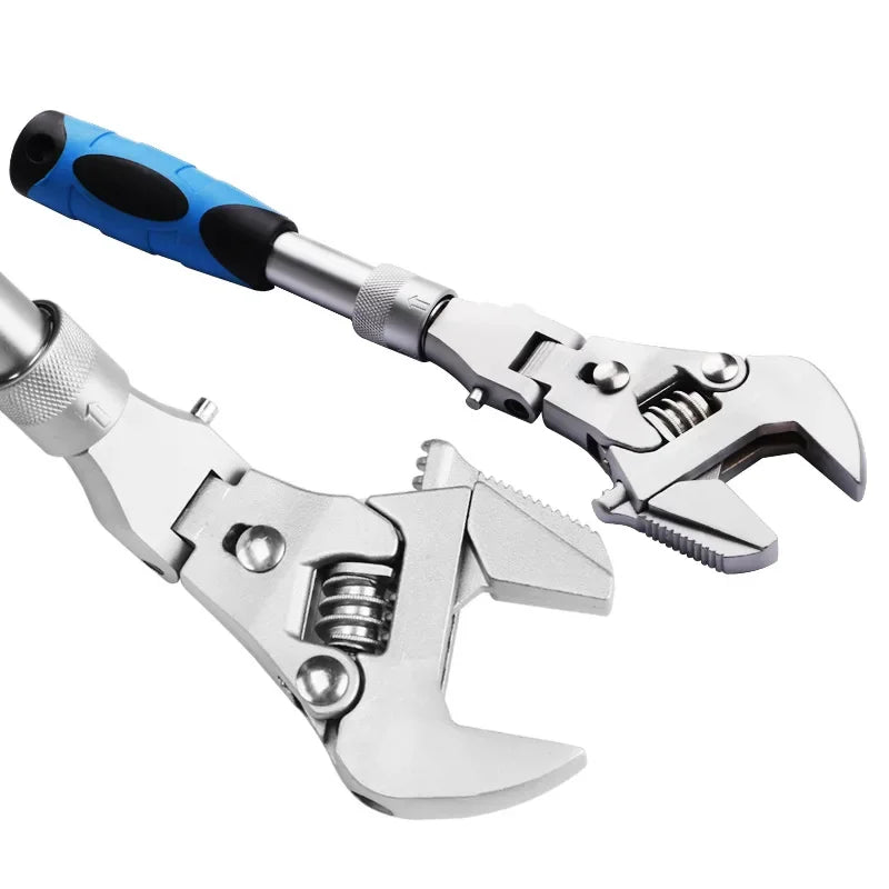 Perfect Multifunctional Five-in-one 10-inch Retractable Movable Wrench, Folding Shaking Head Ratchet