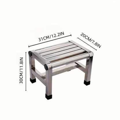 Stainless Steel Stool Small Stool Thickened Low Stool Load-Bearing 100kg Bath Foot Pedal Quartet Antique Stainless Steel Stool