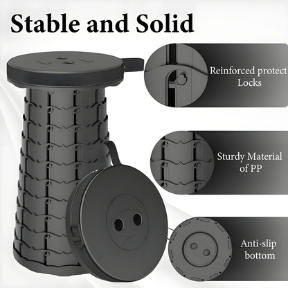 Space Saving Collapsible Stool Portable Camping Seat with Large Capacity Lightweight Outdoor Hiking Fishing Subway Bus Commuting