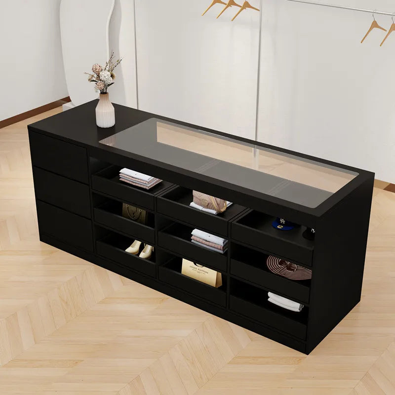 Modern Creative Clothing Store Island Cabinet Multi Layer Storage Display Cashier Counter Glass Ornament Office Furniture FYMS