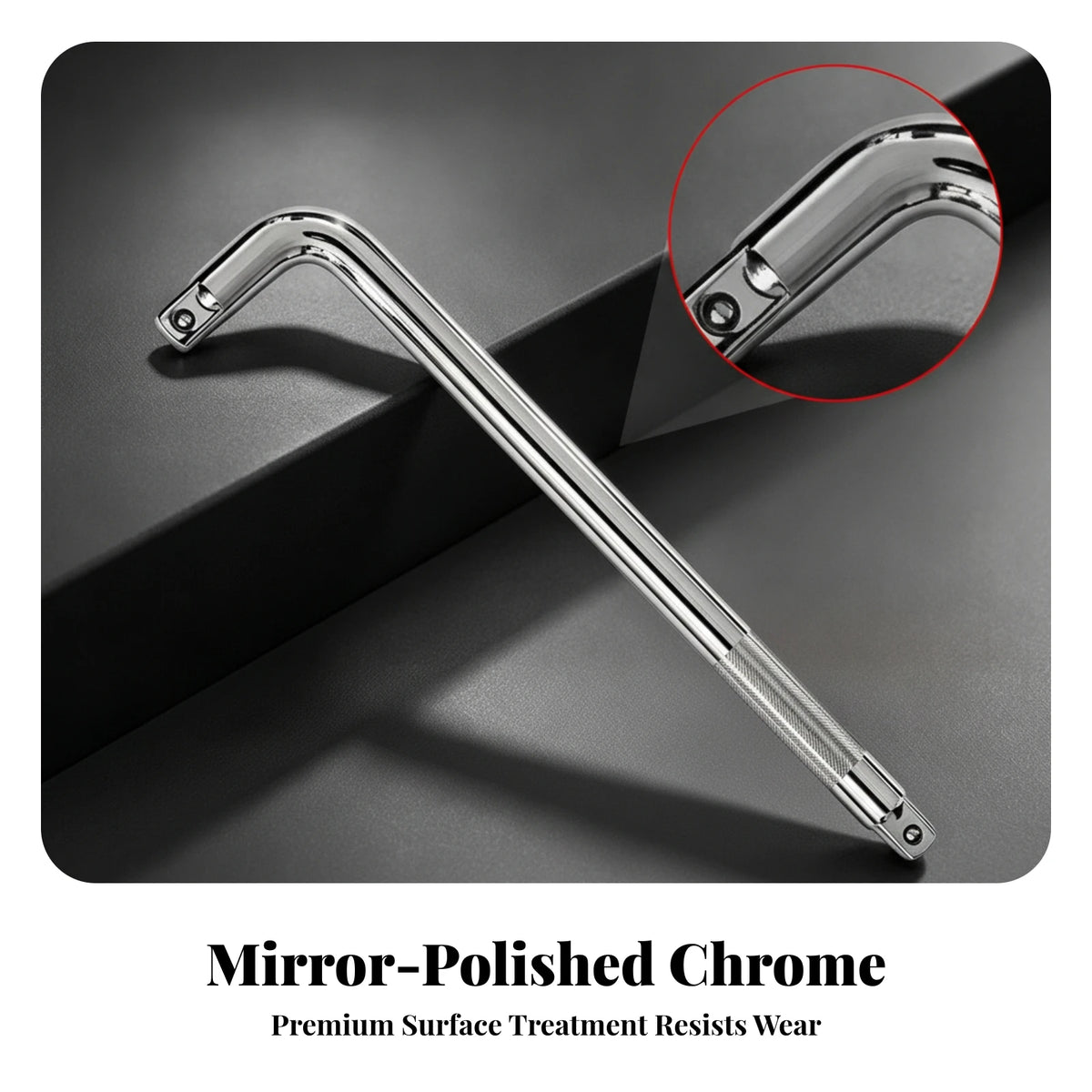 Socket Drive Bar Heavy-Duty Extension Bar with Knurled Grip Hand Tool Tight Confined Areas Mirror-Polished for Mechanics
