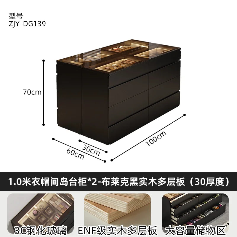 Nordic Cream Style Walk in Closet Island Cabinet Freestanding Jewelry Island Display Cabinet Bedroom Luxury Furniture FYMS