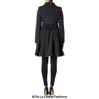 Wool Blend Fit And Flare Double Breasted Skater Coat (1102)